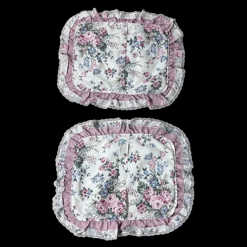 Vintage Floral Ruffled Pillow Shams 80s Cottagecore Granny Rose JCPenney USA - Picture 3 of 8